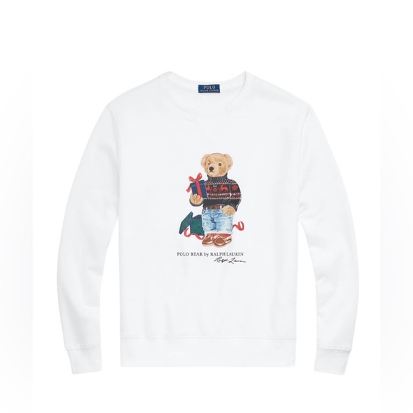 Polo Ralph Lauren Mens Holiday Teddy Bear Sweatshirt White Size 3XLT Tall New - Picture 2 of 5
